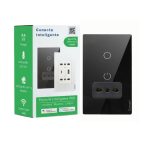 Interruptor Inteligente Wifi Placa Vidrio 1 Canal + Enchufe Negro