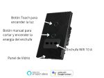 Interruptor Inteligente Wifi Placa Vidrio 1 Canal + Enchufe Negro - Imagen 3